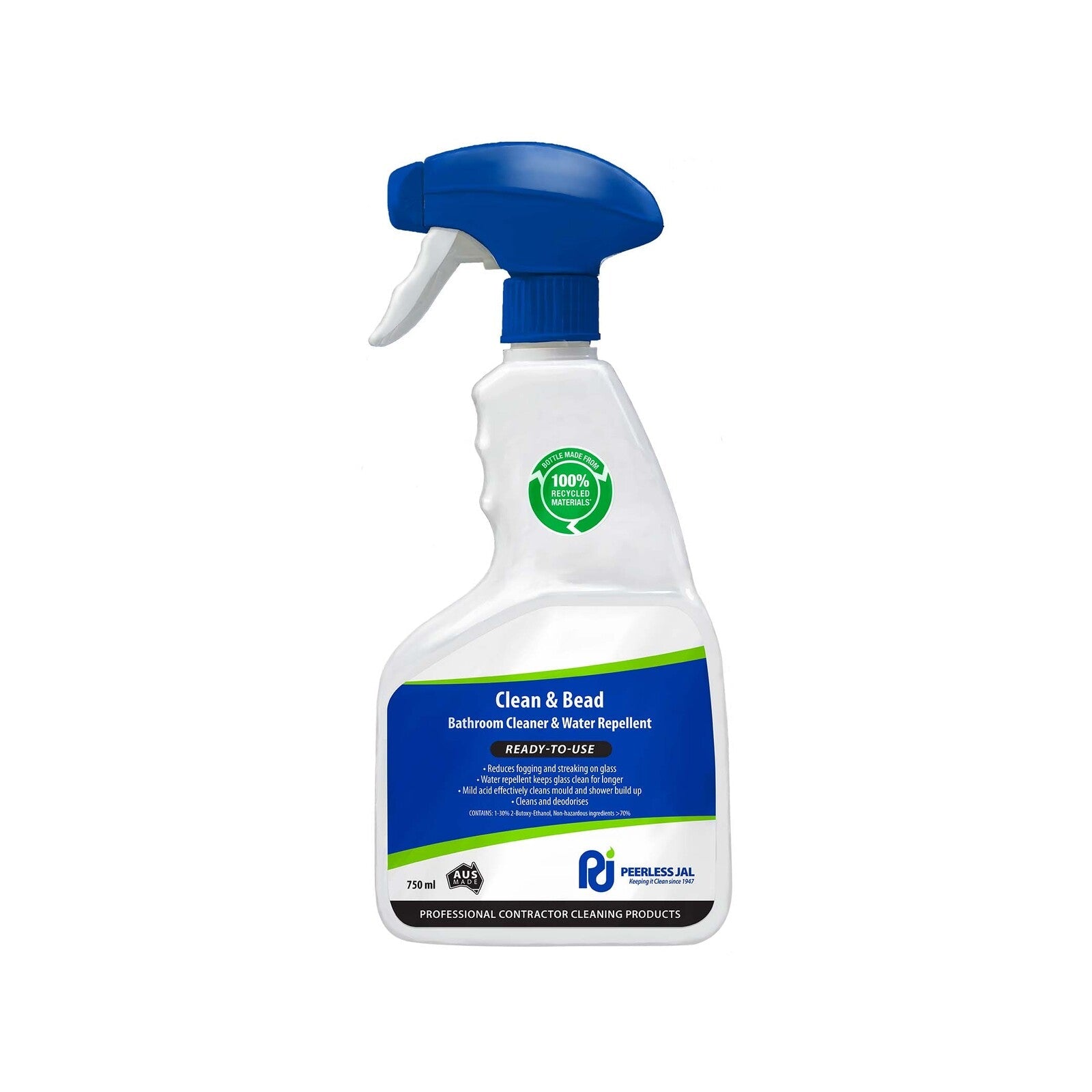 Peerless JAL 750ml Clean And Bead Bathroom Cleaner And Water Repellant - SuperSaverAU - view 1