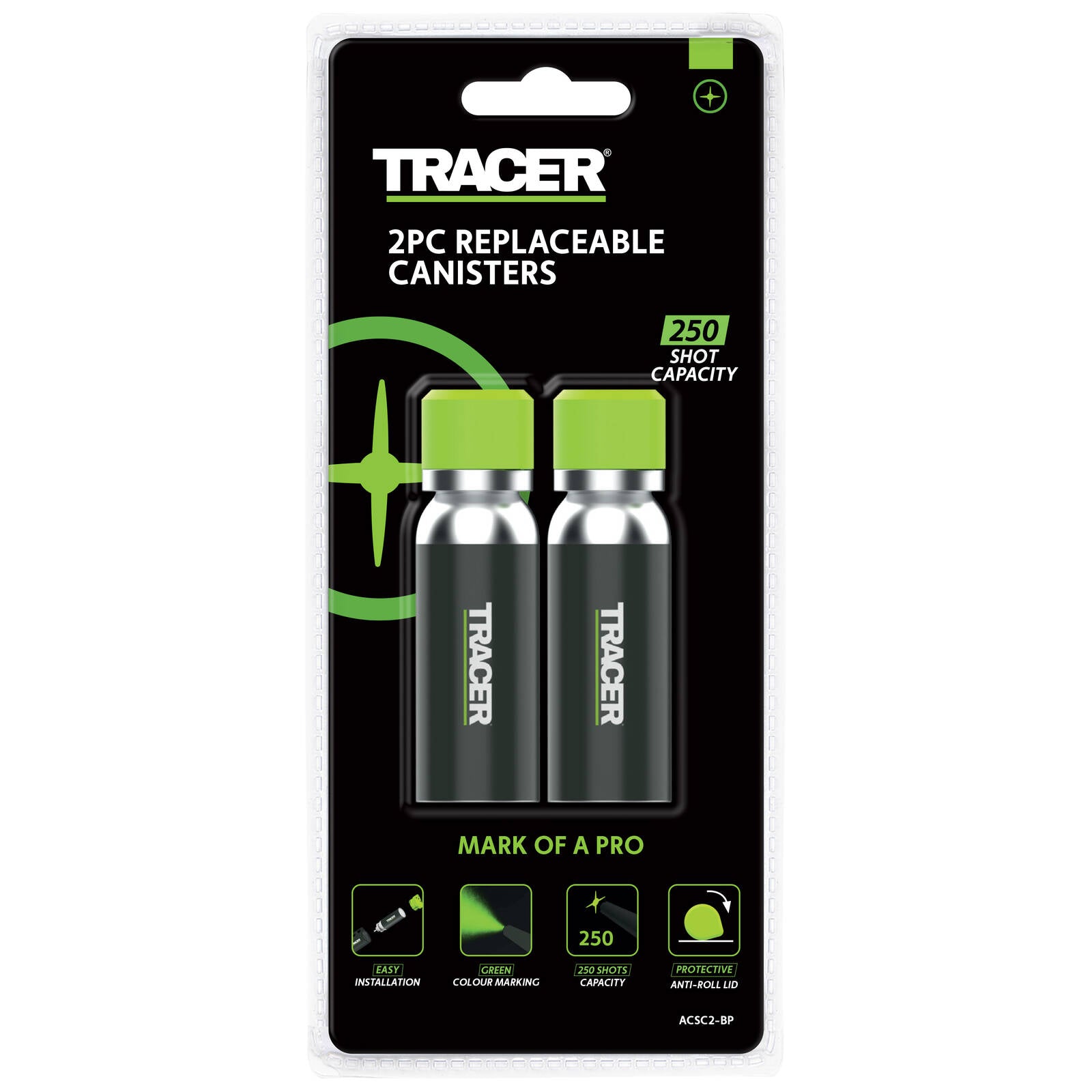 Tracer Trueshot Deep Hole Green Chalk Spray Replacement Canister 2 Pack