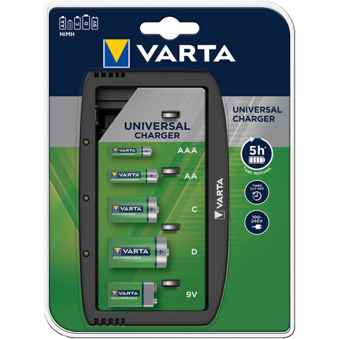 Varta Universal Battery Charger for AA AAA C D and 9V Black