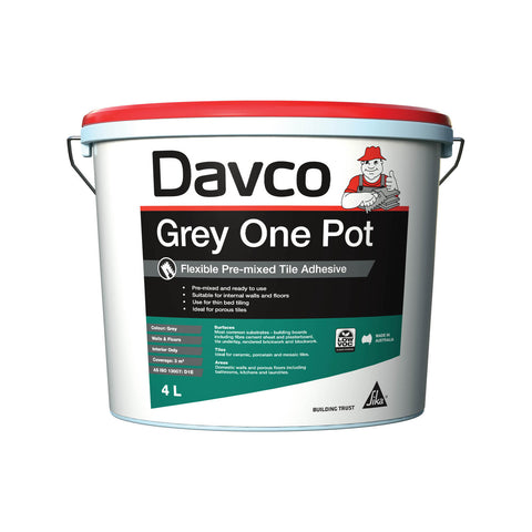 Davco Grey One Pot Premixed Tile Adhesive 4L Acrylic Based Indoor
