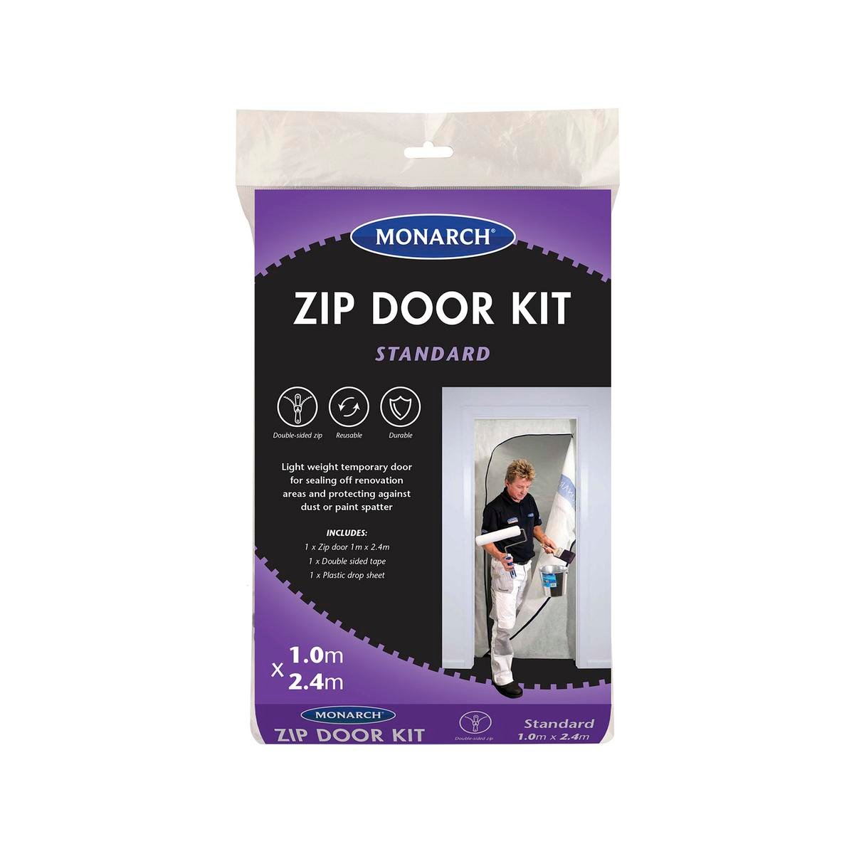Monarch Domestic Woven Plastic Zip Door 2.4m x 1m - Dust Barrier