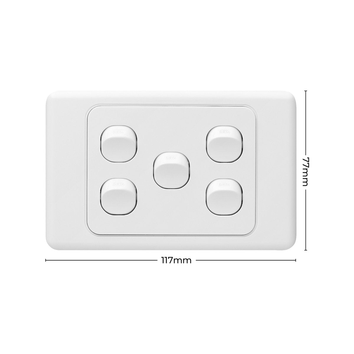 DETA Five Gang Switch - 5 Gang - Polycarbonate - Multiple Switching Options - SuperSaverAU - view 4