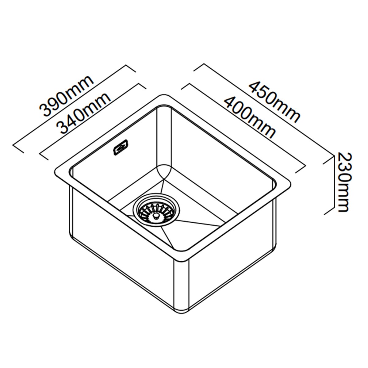 Abey single bowl laundry tub - Satin stainless steel with overflow - Inset or undermount - LT100