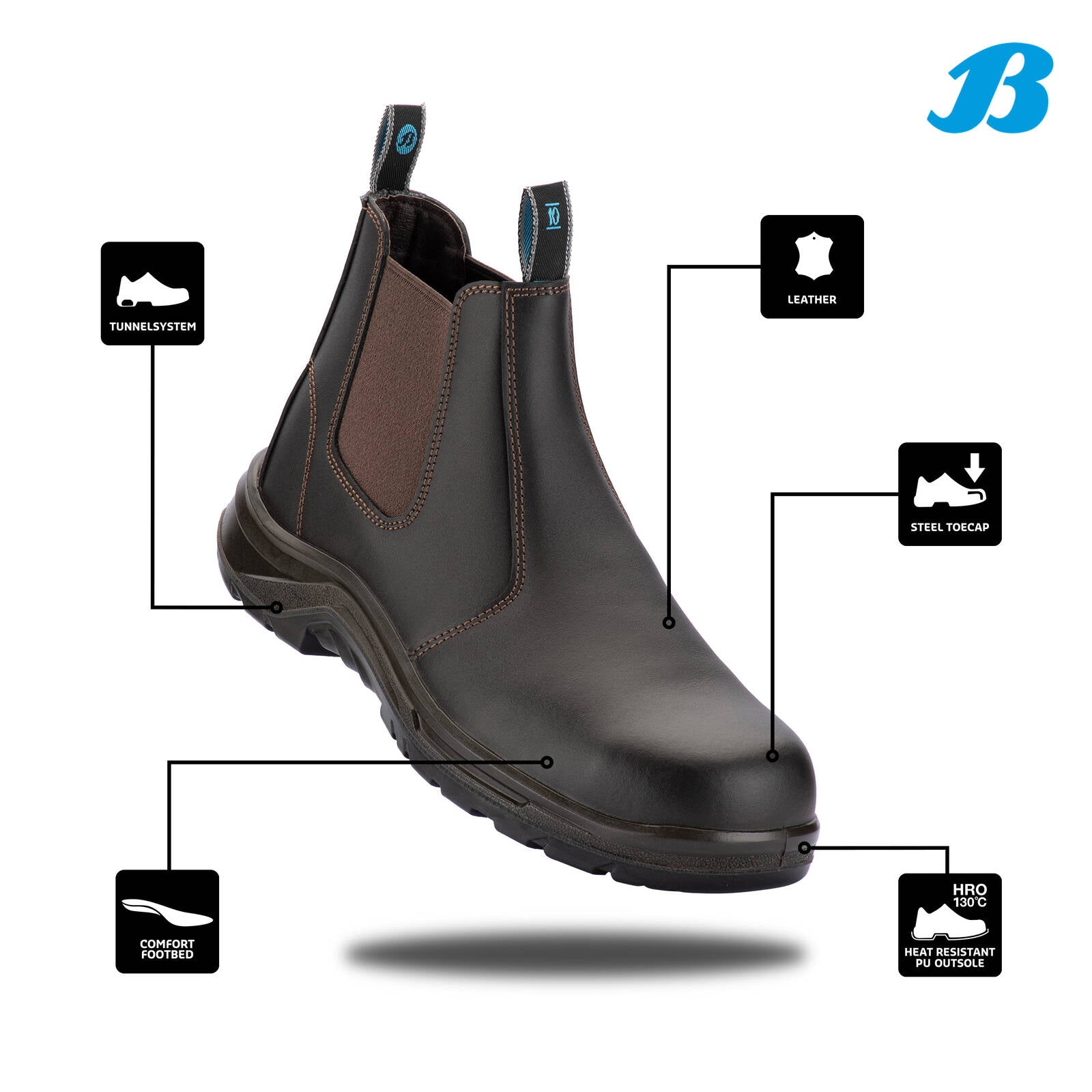Bata Industrials Men's Meteor Pull On Safety Boot Steel Toe Brown UK Size 10