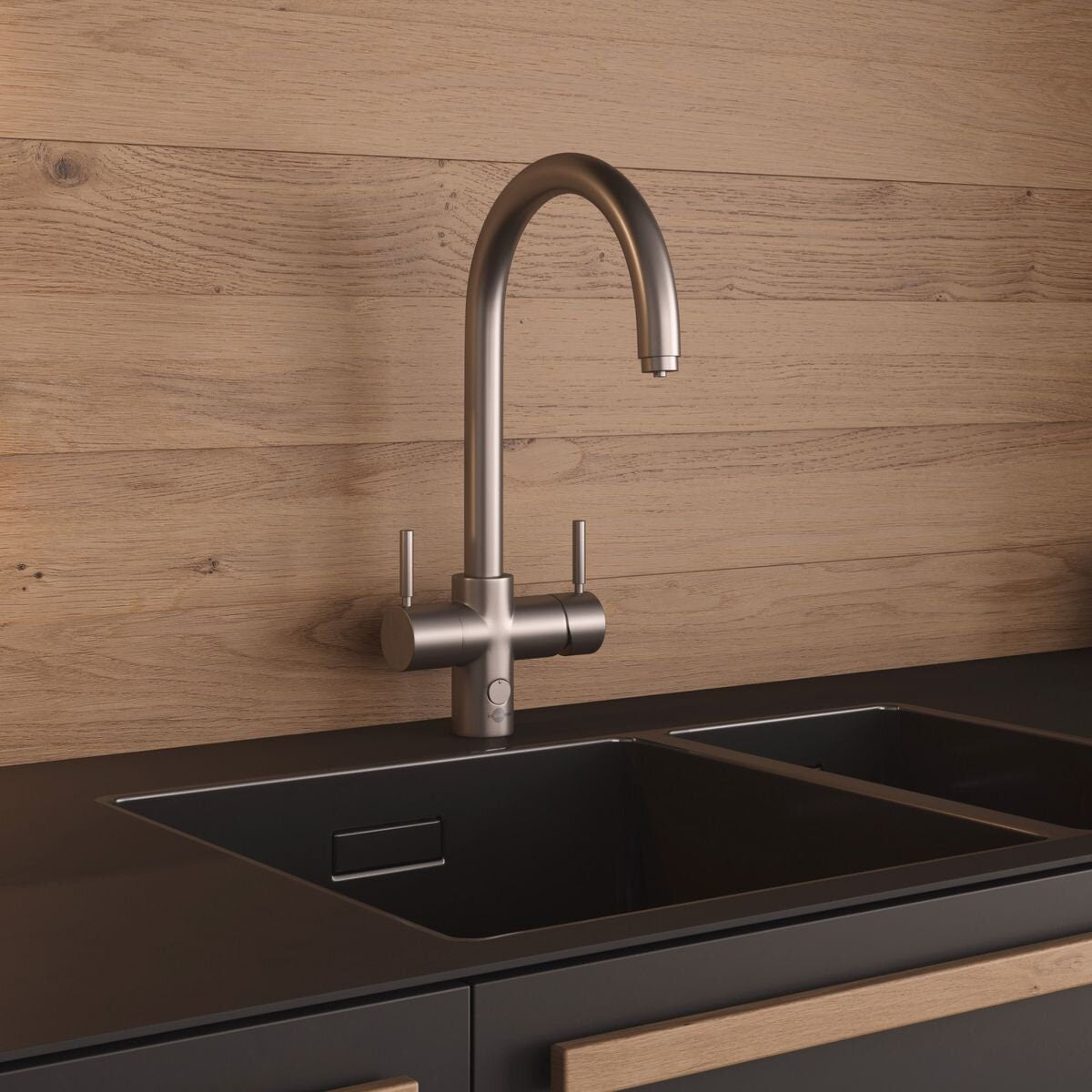 InSinkErator Multitap 4N1 Chilled J Shape Tap - Brushed Steel - Boiling, Chilled and Mains Water - 4005JBR