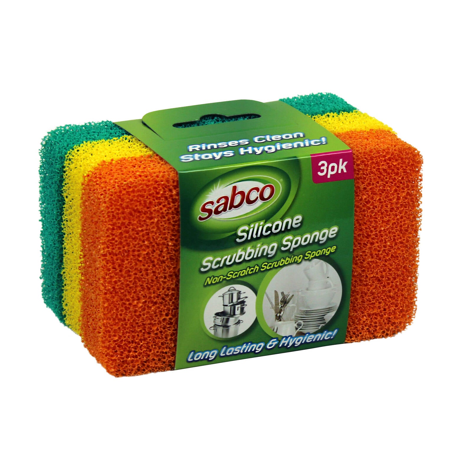 Sabco Non Scratch Silicone Scrubbing Sponge - 3 Pack