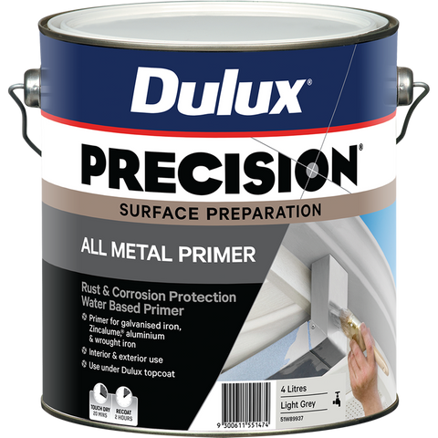 Dulux Precision 4L Grey All Metal Primer Water Based Indoor Outdoor