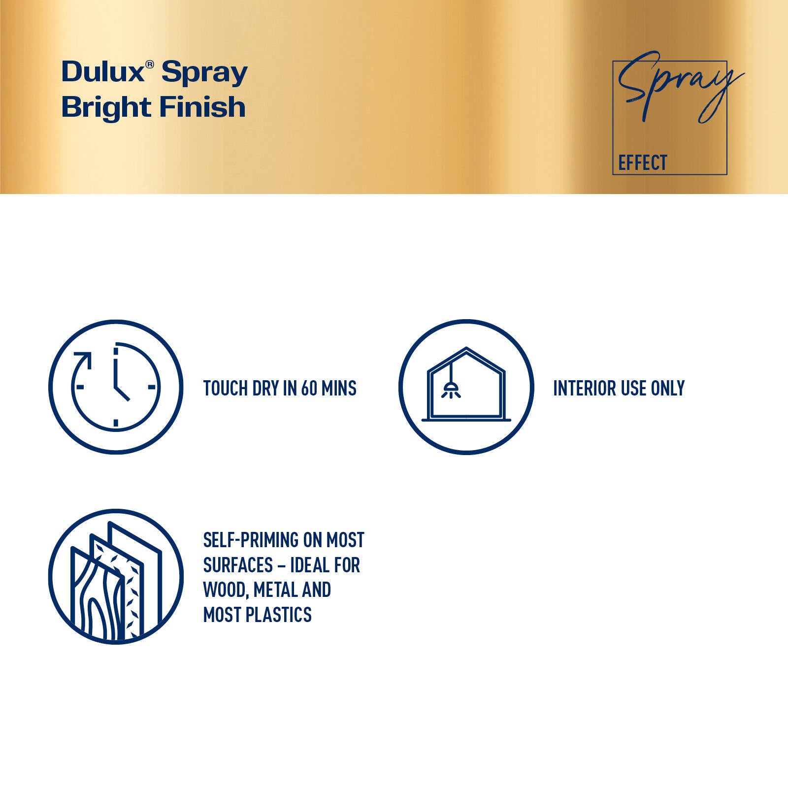 Dulux Effects 300g Gold Bright Finish Spray Paint for Decor & Craft