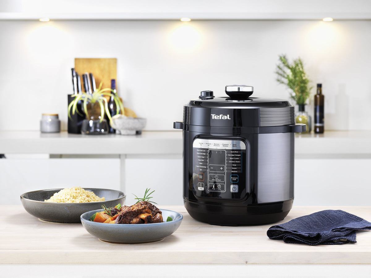 Tefal Home Chef Smart 6L Multicooker - 15 Pre-Set Programs, Fast Pressure Cooking, Black - CY601