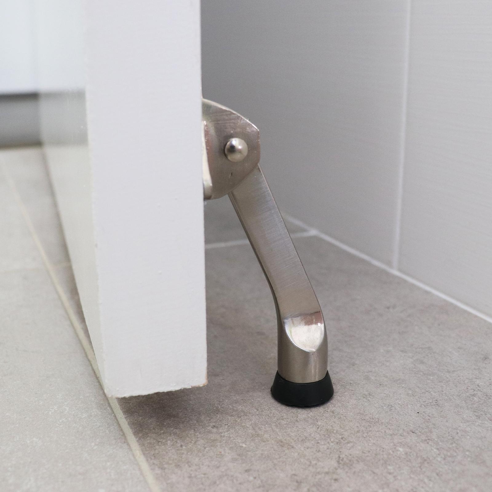 Adoored Standard Step Down Door Stop Satin Chrome Steel Interior Use