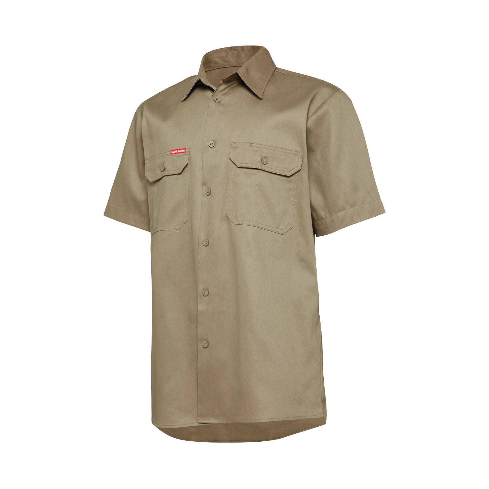 Hard Yakka Core Khaki Lightweight Vented Short Sleeve Cotton Drill Shirt - Size L Men's
