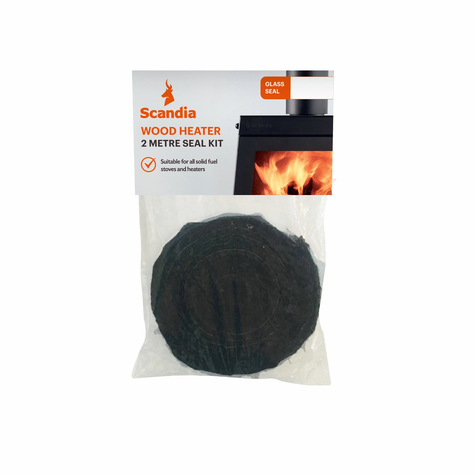 Scandia 20mm Fibreglass Glass Seal 2m Length for Wood Heater Stove Doors