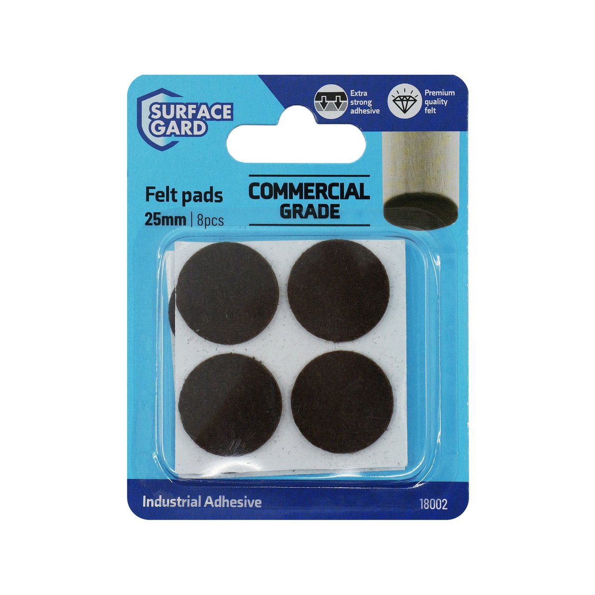 Surface Gard 25mm Brown Round Felt Floor Protectors 8 Pack