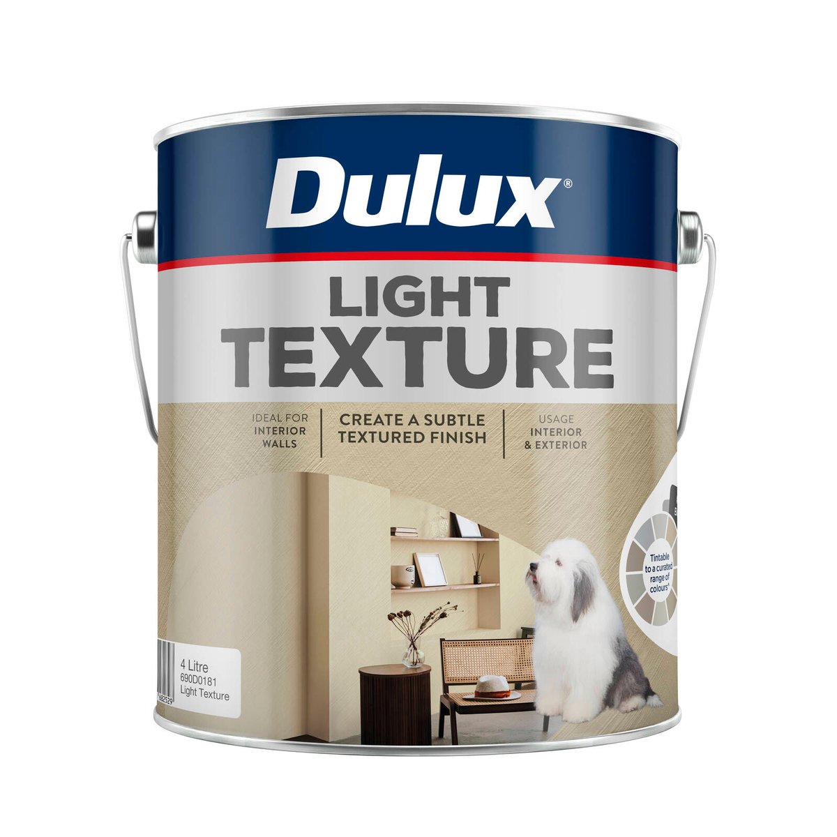 Dulux Design Light Texture Paint - 4L - 179mm x 192mm x 179mm - Low Odour - SuperSaverAU - view 1
