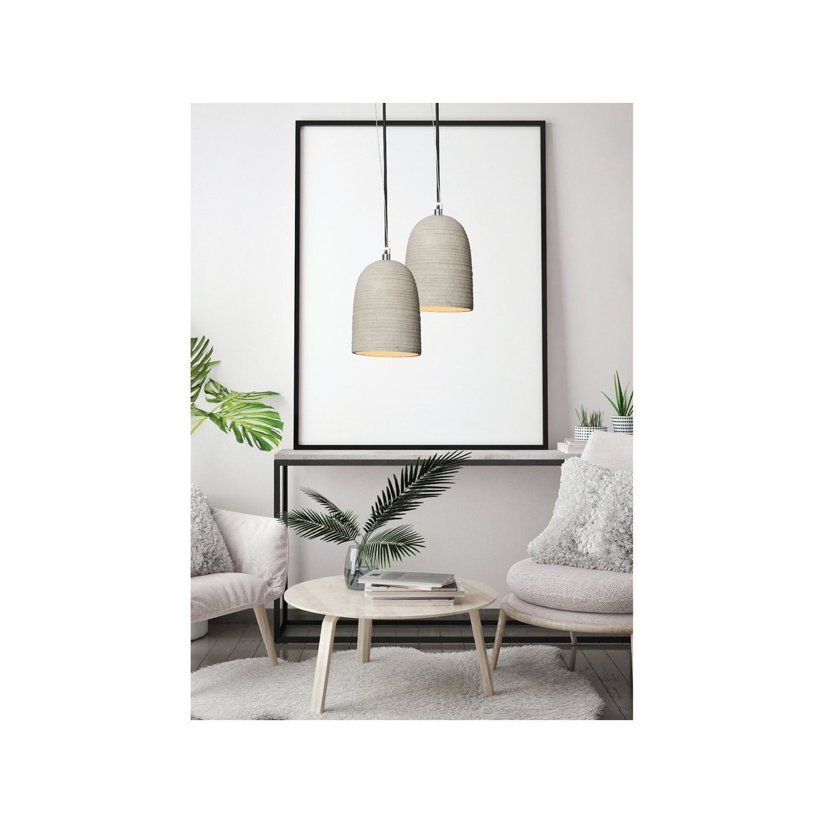Home Design Crudo Concrete Pendant Light 153mm Hardwired Indoor E27 46356