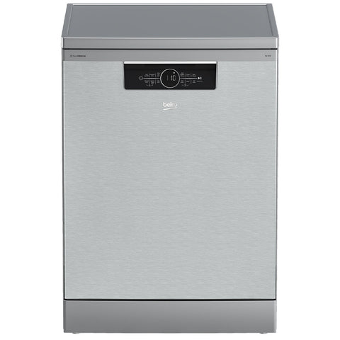 Beko 60cm Freestanding Dishwasher - 16 Place Settings, Platinum Finish, SelfDry, AquaIntense Zone - BDFB1630X