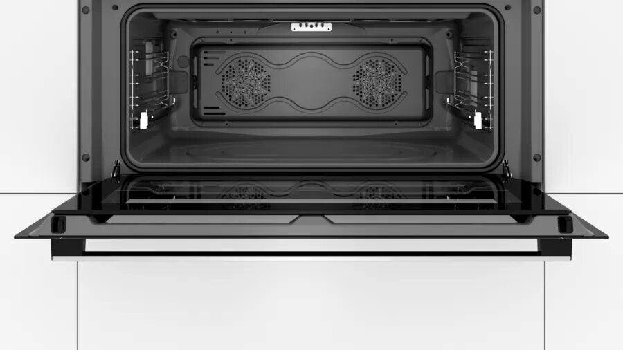 Bosch 90cm Series 6 Pyrolytic Built-In Oven - 85L Stainless Steel - Hot Air and Rapid Heat-Up - VBC578FS0