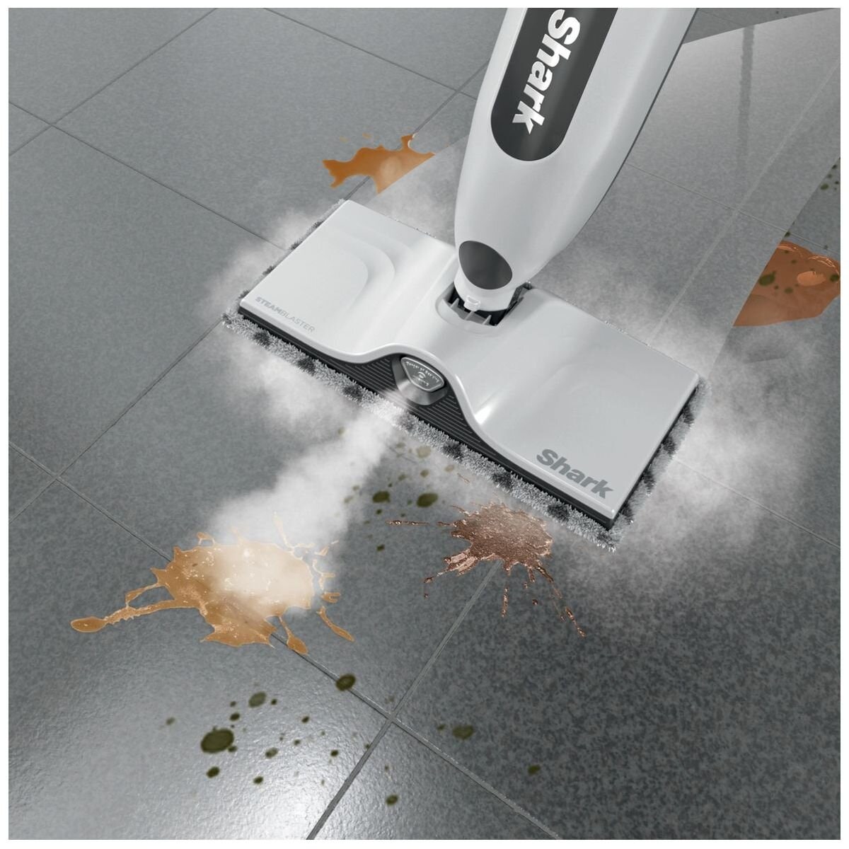 Shark SteamSpot steam mop - white, chemical-free, 3 adjustable steam levels, Steam Blaster - S2001