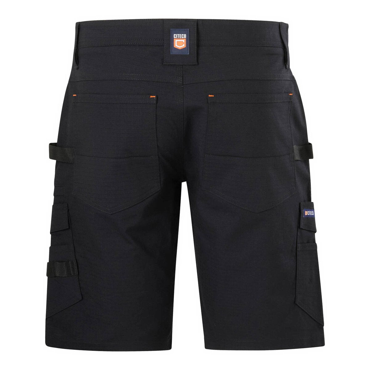 Citeco Men's Black Ripstop Cargo Mid Shorts - 235gsm Stretch Ripstop, Size 82R