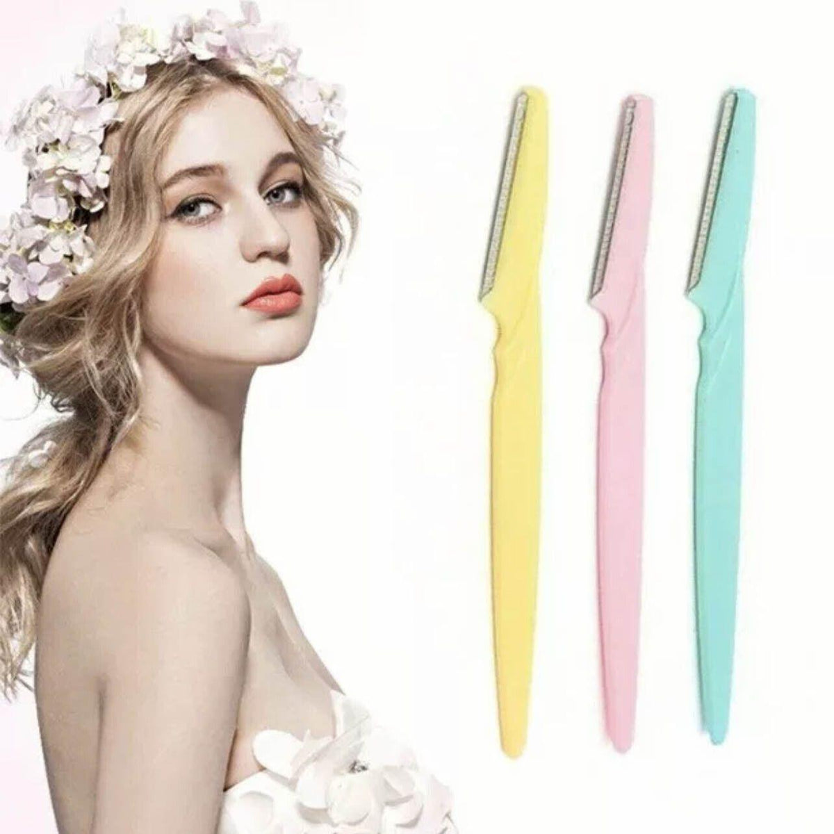 Facial Eyebrow Razor Trimmers - Pack of 3, Pink, Yellow and Blue - view 5