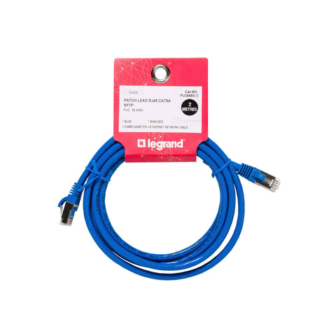 Legrand Cat6A RJ45 SFTP Patch Lead 2m Blue Shielded Network Cable