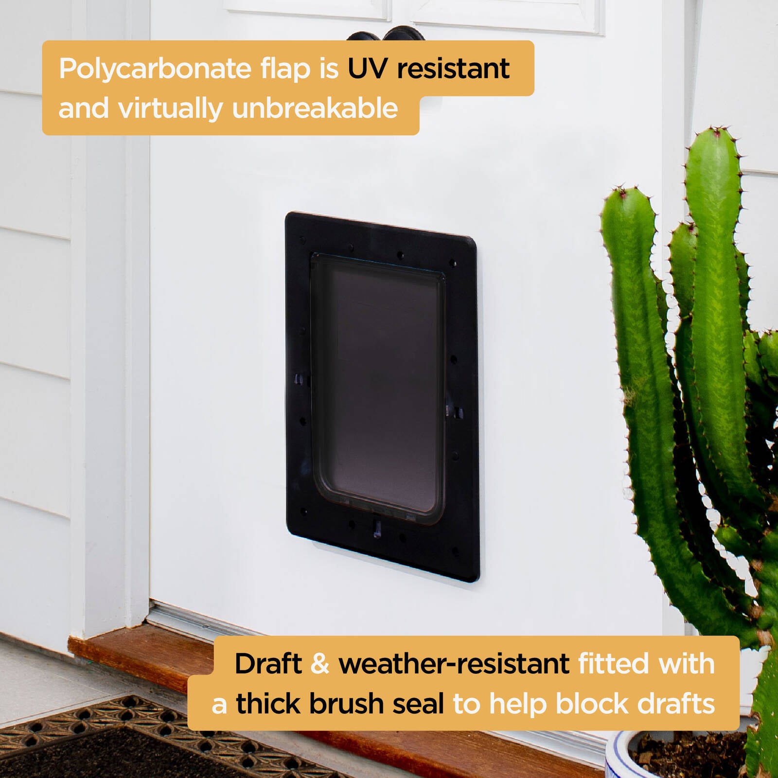 Hakuna Pets Medium Black Super Tough Pet Door ABS Polycarbonate 225 x 290mm