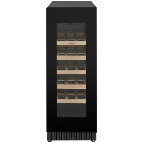 Omega 18 Bottle Single Zone Wine Cabinet - Black, Triple Glazed UV Glass, Built-In or Freestanding - OCW18SB