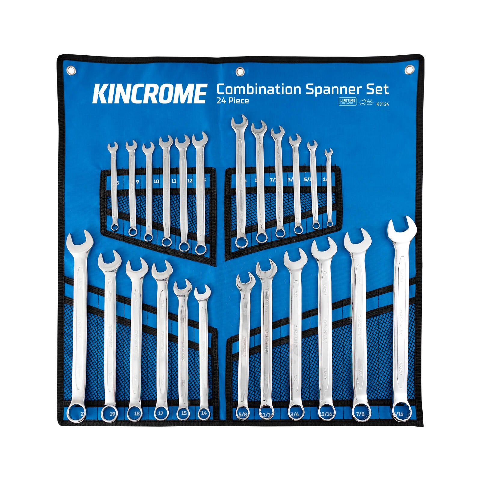 Kincrome 24 Piece Metric & Imperial Combination Spanner Set Chrome Vanadium