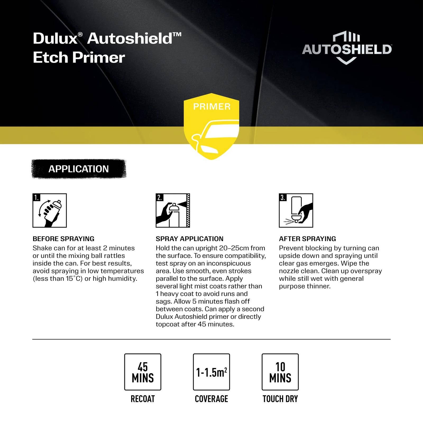 Dulux Autoshield Grey Etch Primer Spray Paint 340g