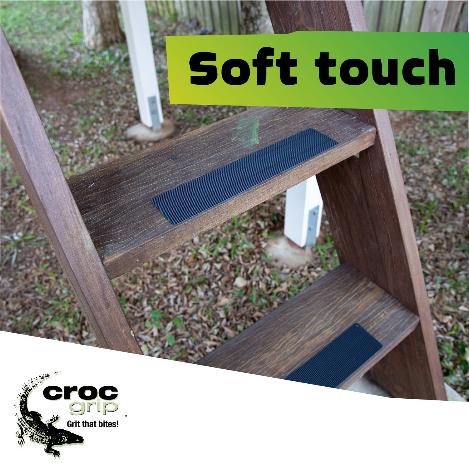 Croc Grip 300 x 65mm Black Rubber Anti-Slip Steps, 2 Pack