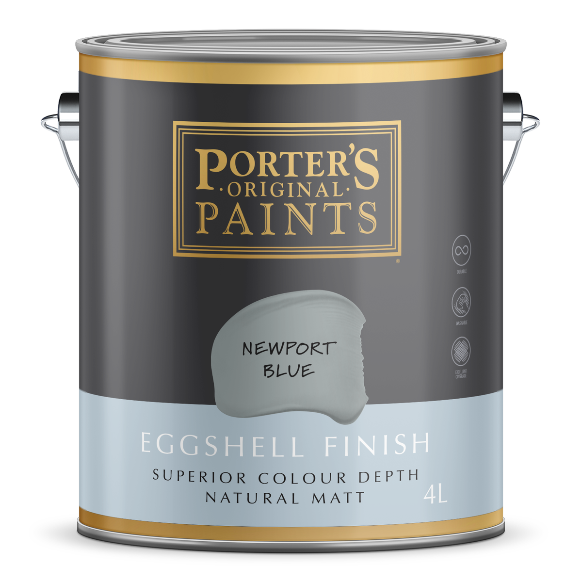 Porter's Paints Broadwall 4L Newport Blue Eggshell Washable Wall Paint