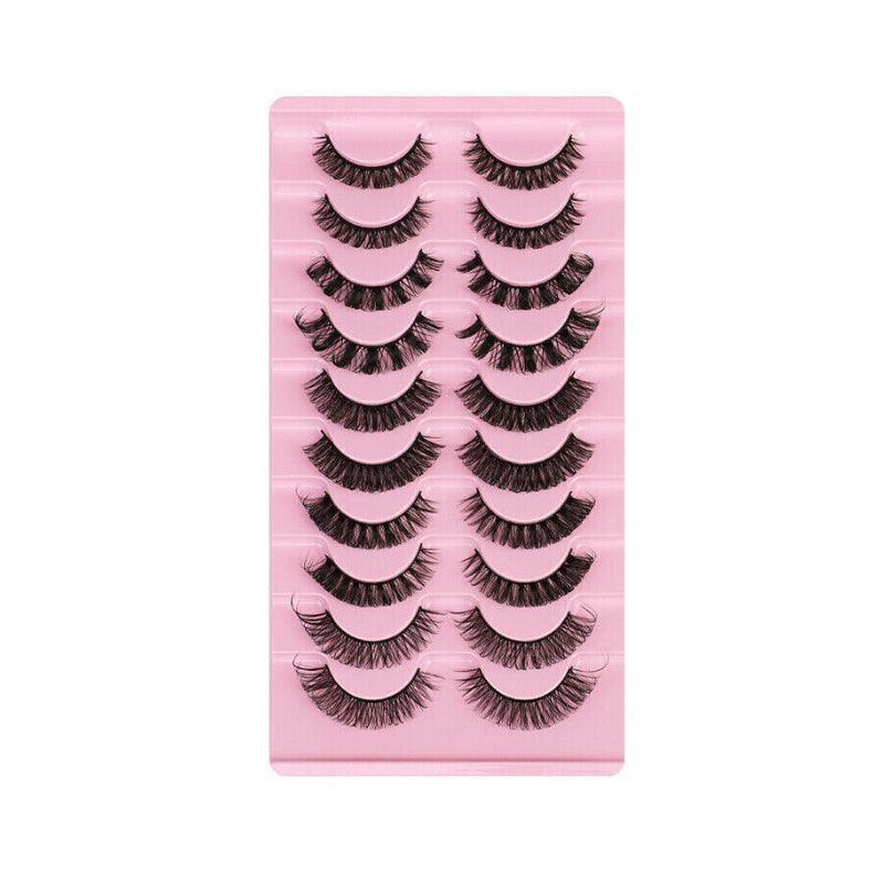False Eyelashes, Handmade Synthetic D-Curl Strip Lashes, 10 Pairs