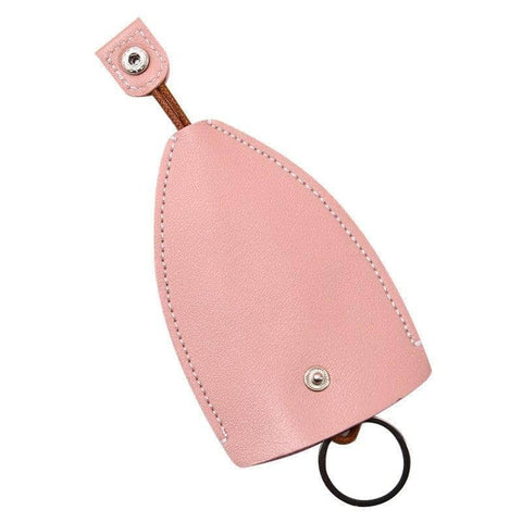 Faux Leather Key Pouch with Pull Strap - Pink
