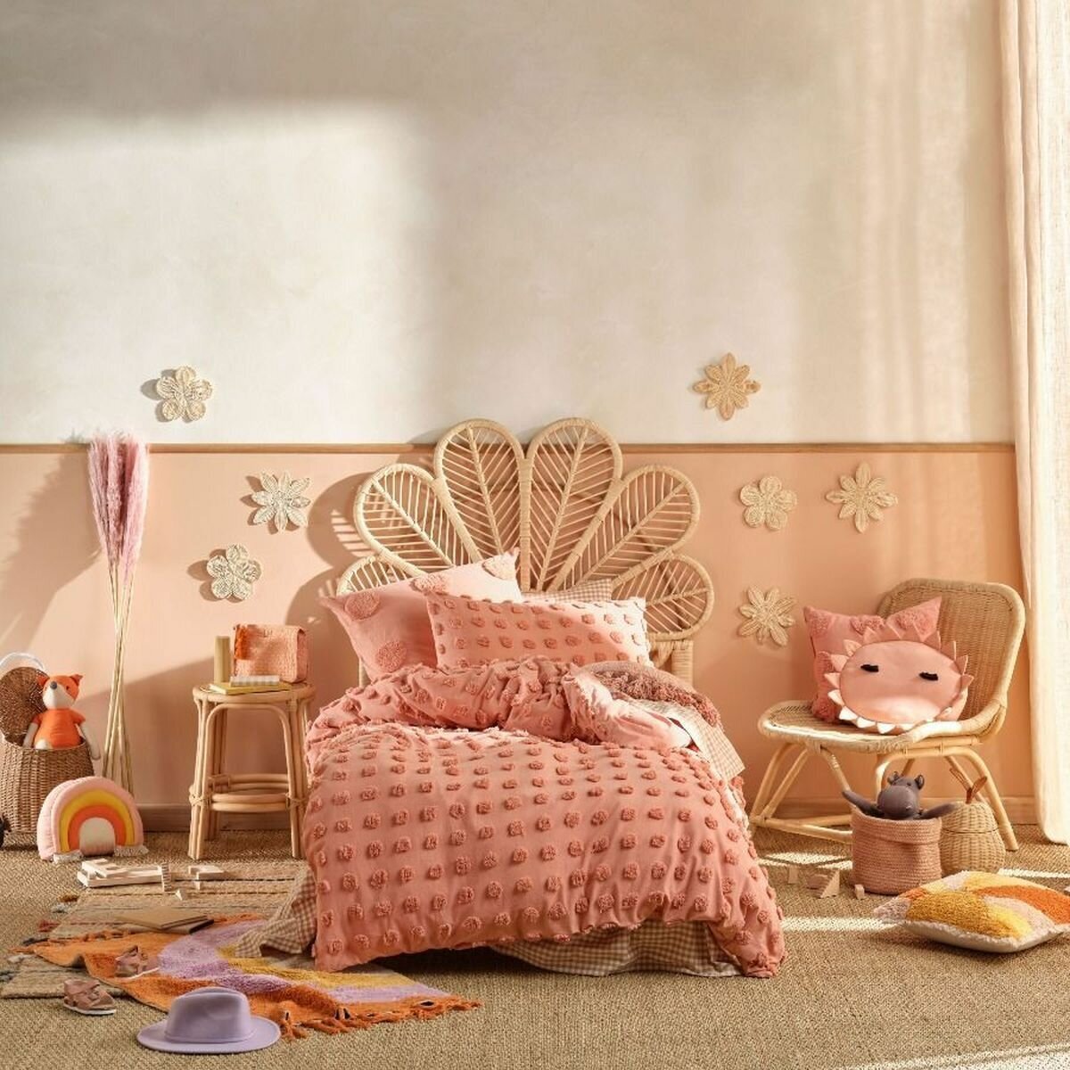 Linen House Haze Double Quilt Cover Set - Cotton, Includes 2 Pillowcases, Rosette - 01702I378