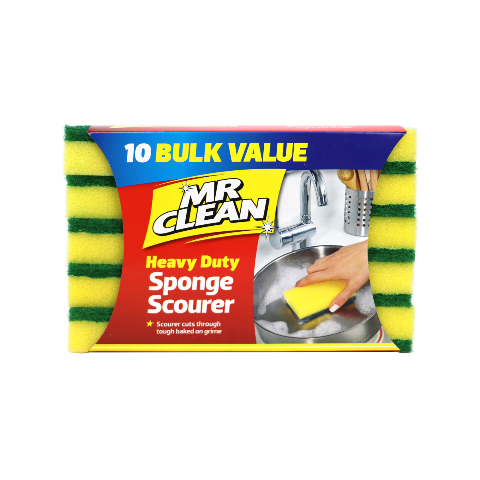 Mr Clean Sponge Scourer 10 Pack, Polyether & Polyester, Green