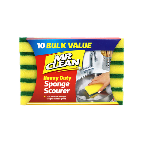 Mr Clean Sponge Scourer 10 Pack, Polyether & Polyester, Green