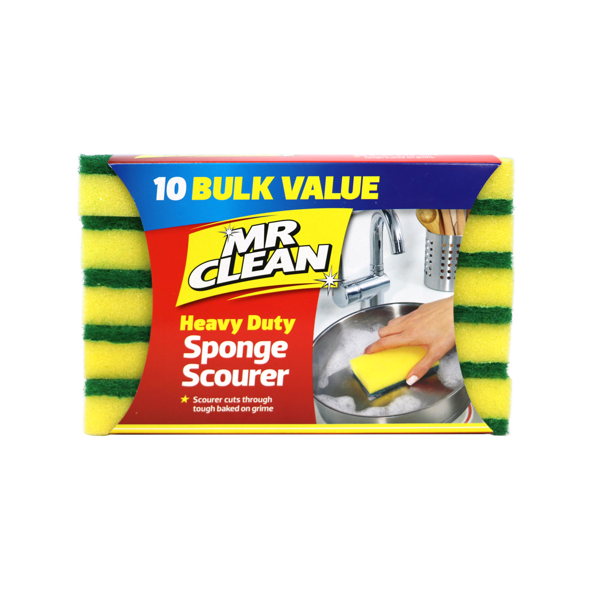 Mr Clean Sponge Scourer 10 Pack - Super Absorbent - Polyether Polyester - Streak Free - SuperSaverAU - view 1