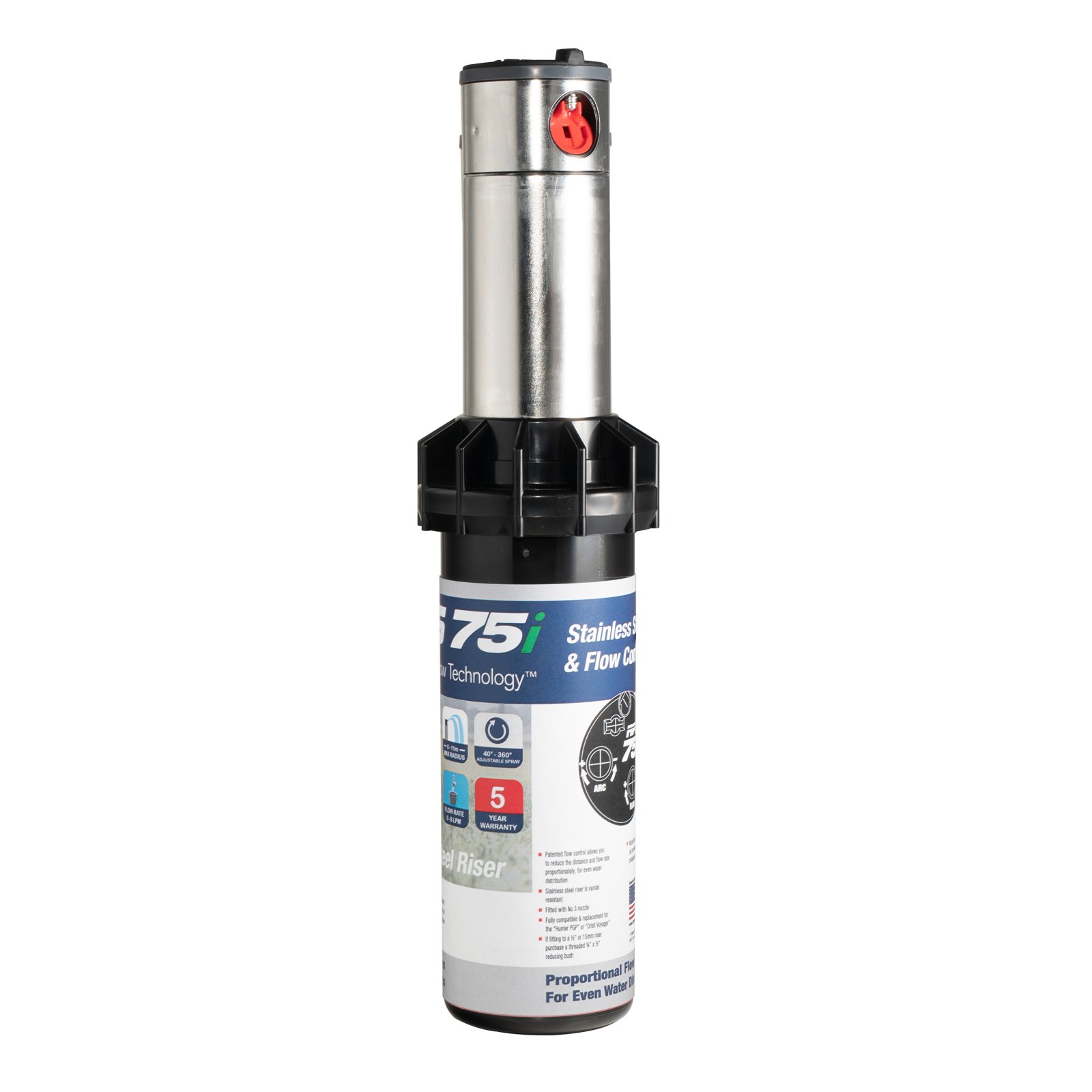 K-Rain Gear Drive Sprinkler with Stainless Steel Riser, Part & Full Circle Rotor