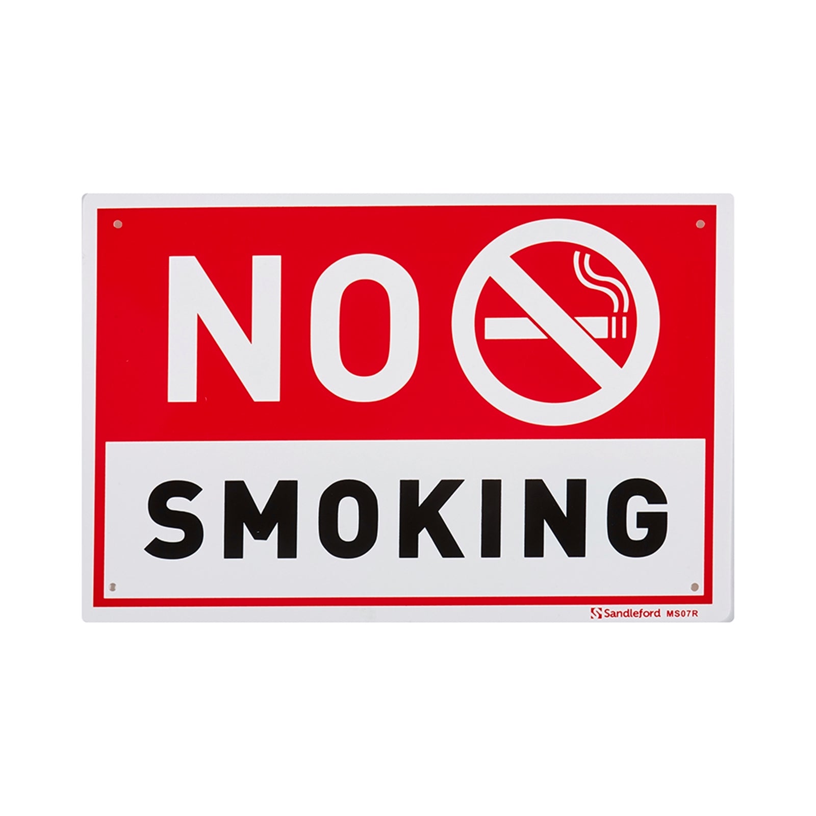 Sandleford No Smoking Sign 300 x 200mm White/Red Weather Resistant