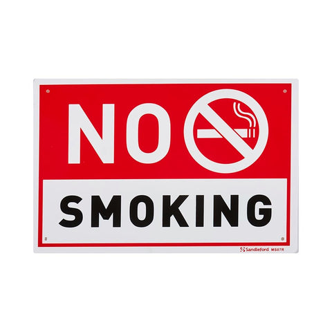 Sandleford No Smoking Sign 300 x 200mm White/Red Weather Resistant