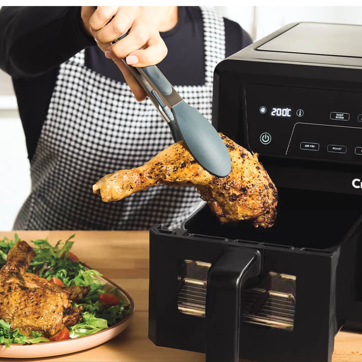 Cuisinart AirView Dual Basket Air Fryer 10.4L - Black - Viewing Windows, Sync Cooking - AFD-10XBLXA