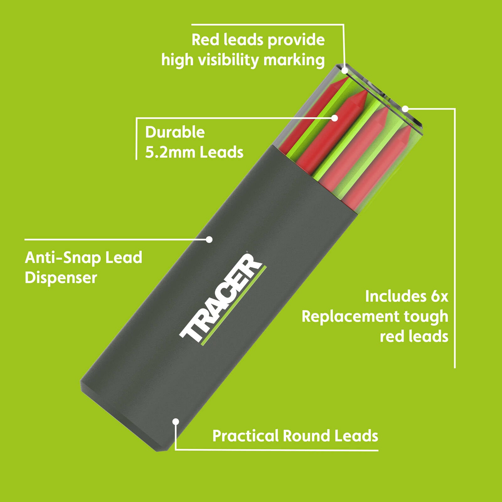 Tracer Pro 5.2mm Red Tough Replacement Leads 6 Pack
