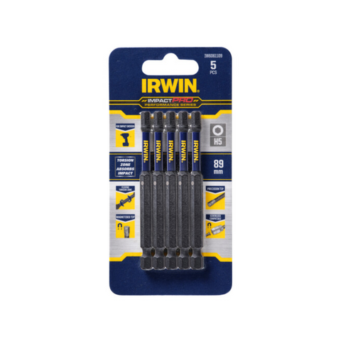 Irwin 89mm Impact Pro Performance Hex 5 Driver Bits 5 Pack
