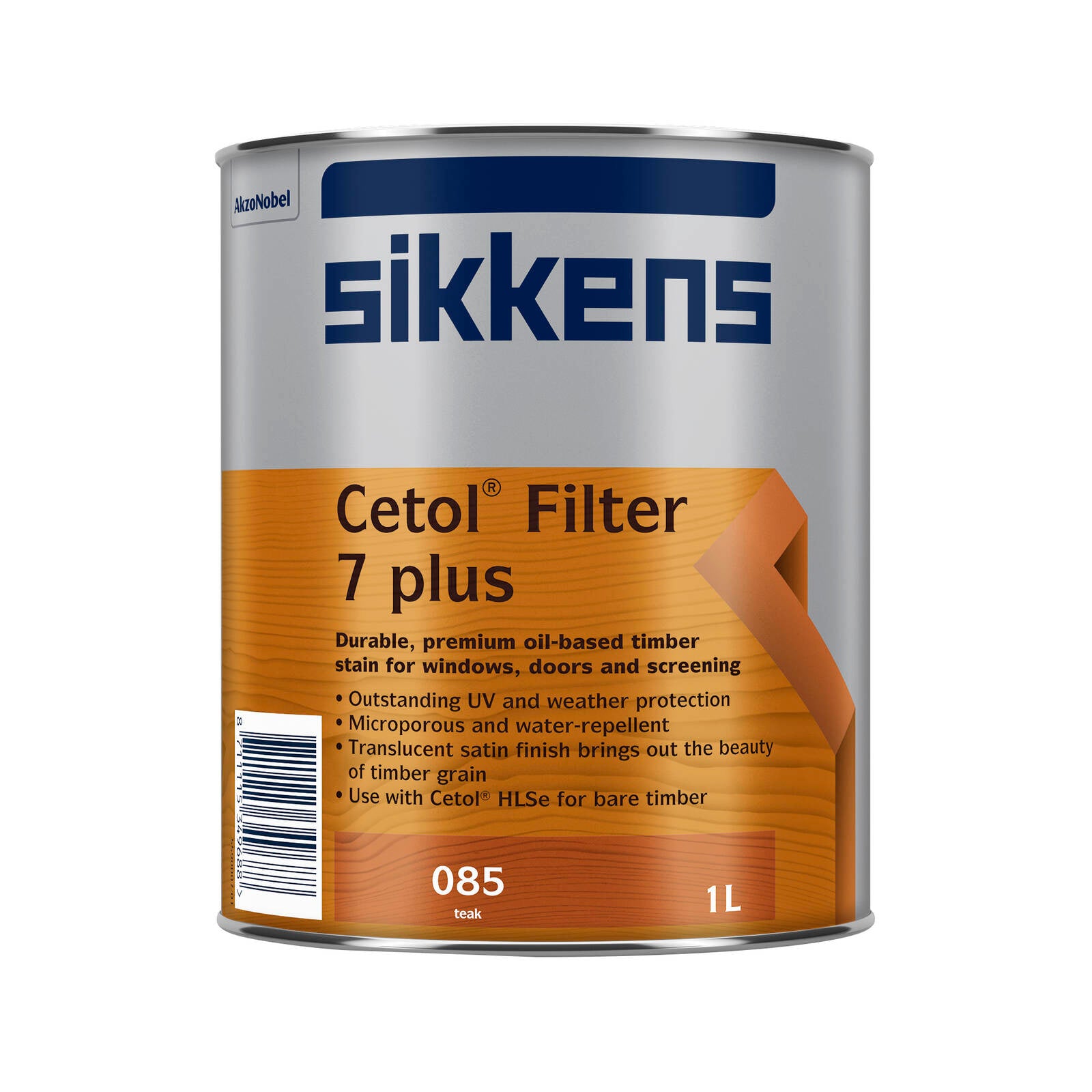 Sikkens Cetol Filter 7 Plus 1L Teak Oil-Based Timber Stain, UV Resistant, Waterproof, Splatter Resistant