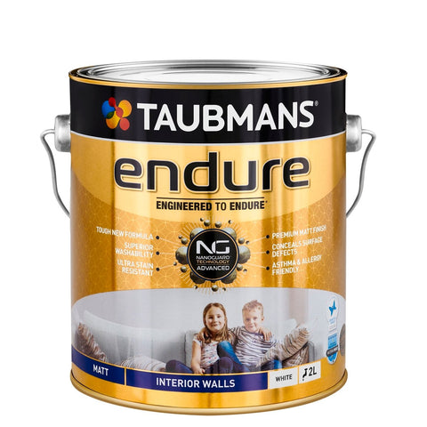 Taubmans 2L White Matt Endure Interior Walls Paint - 2L - Water Based - Stain Resistant - SuperSaverAU - view 1