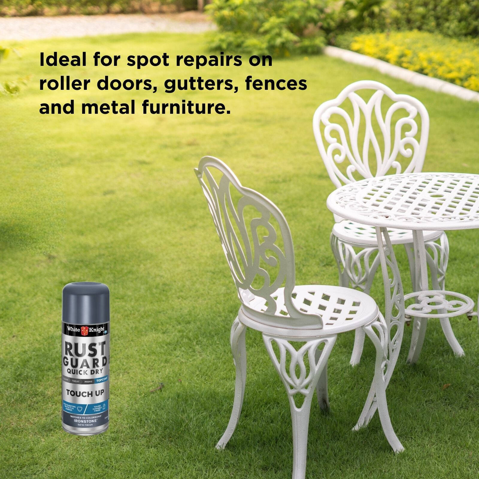 White Knight Rust Guard Touch Up Spray Paint 300g Ironstone Satin