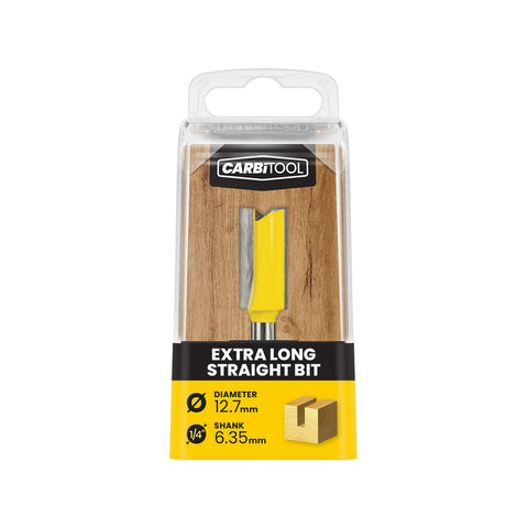 Carbitool 12.70mm XL Extra Long TCT Straight Router Bit, Double Flute