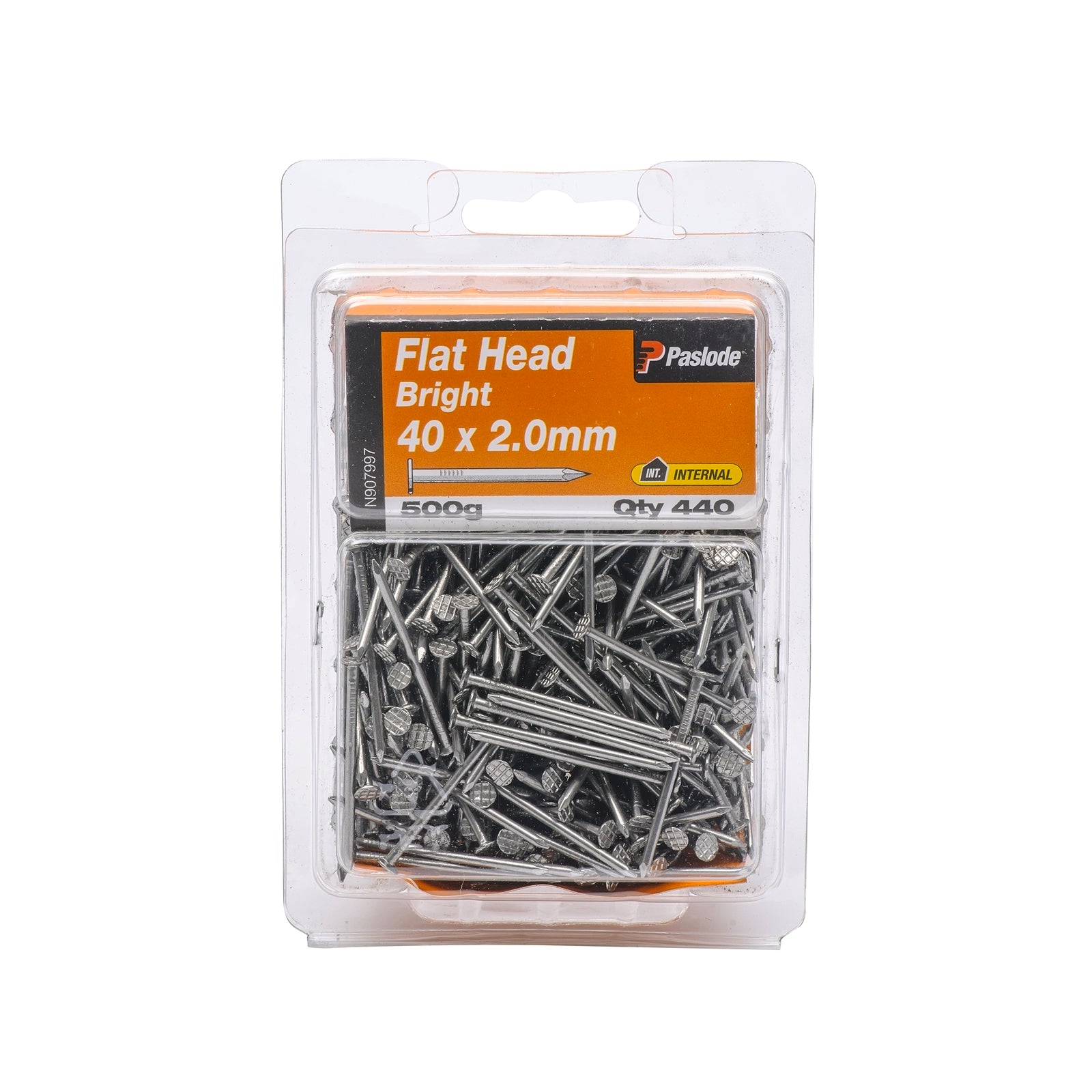 Paslode 40 x 2mm 500g Bright Steel Flat Head Nails - 440 Pack