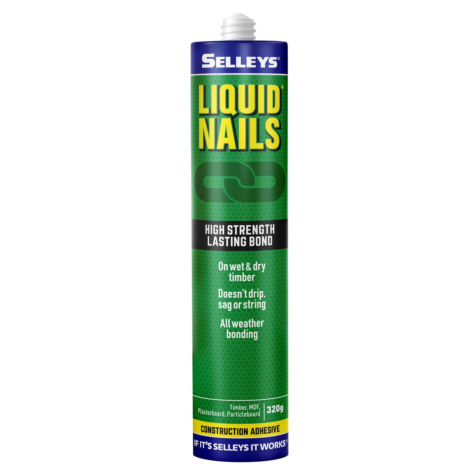 Selleys 320g Liquid Nails Construction Adhesive 3 Pack - Multi-Surface, Less Mess