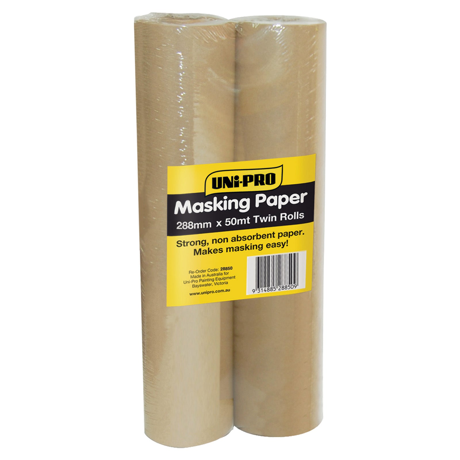 Uni-Pro 288mm x 50m Brown Kraft Masking Paper Twin Pack